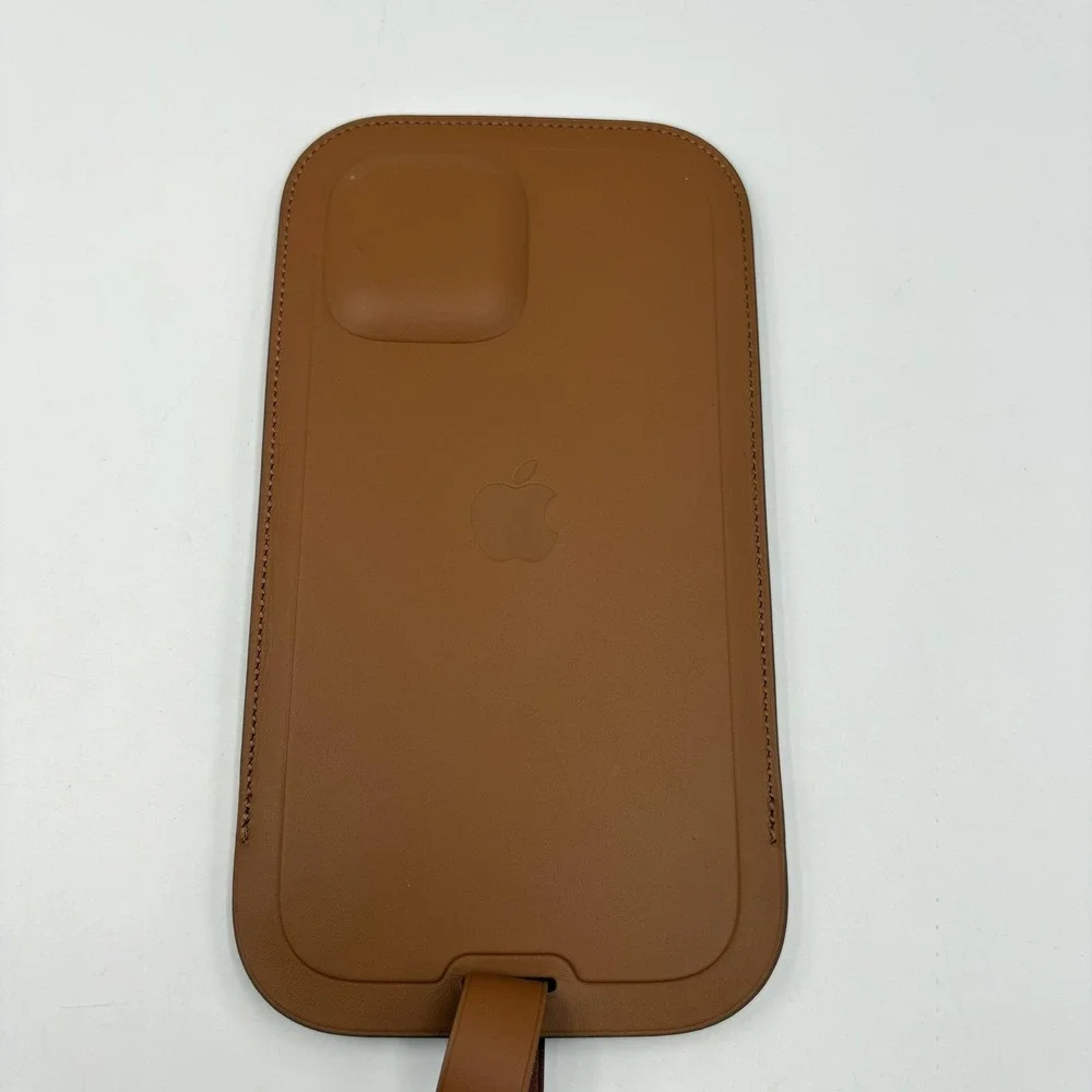 Apple Leather Carry Case Brown Wrist Strap Sleeve For‎ IPhone 12 Plain MagSafe